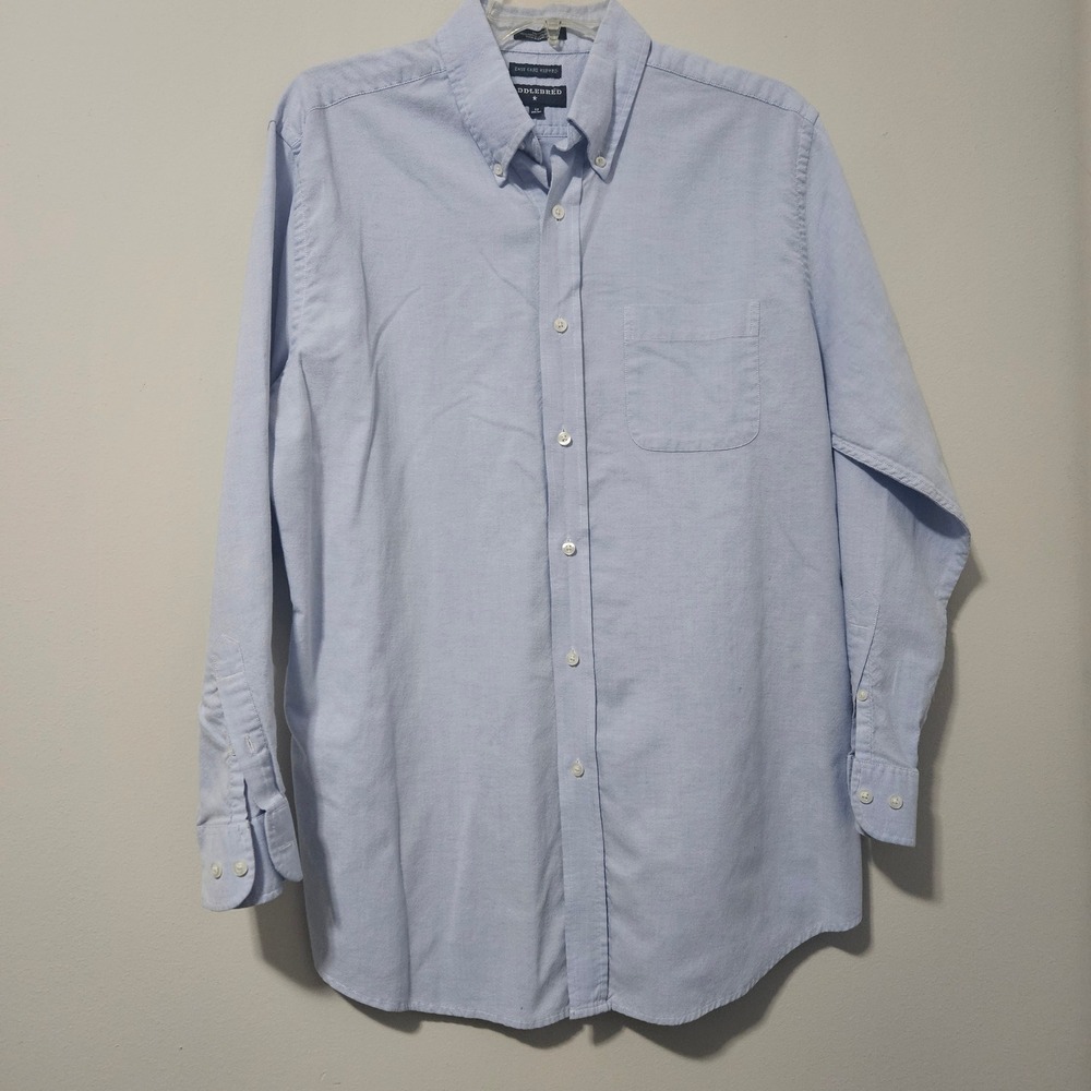 Saddlebred Mens Easy Care Oxford Button Down Shirt‎ Blue Long Sleeve 17 34/35